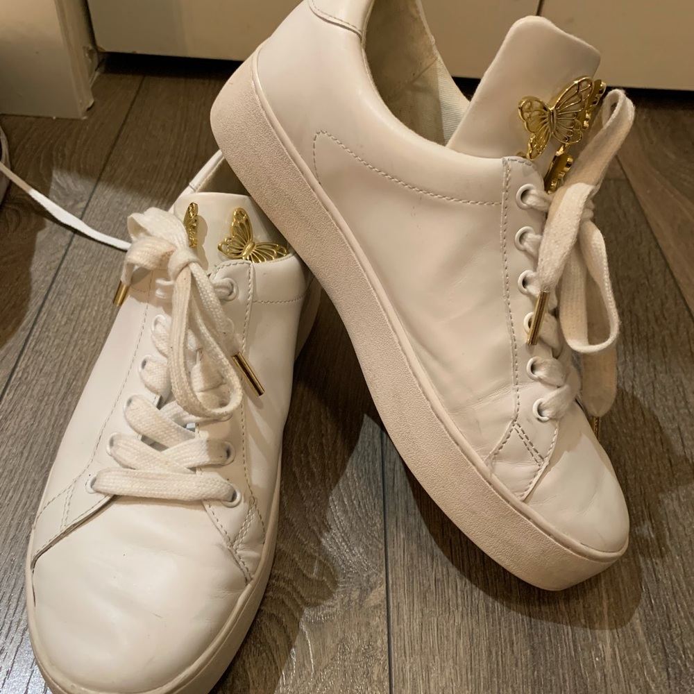 White Sneakers with gold butterfly’s